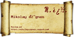 Mikolay Ágnes névjegykártya